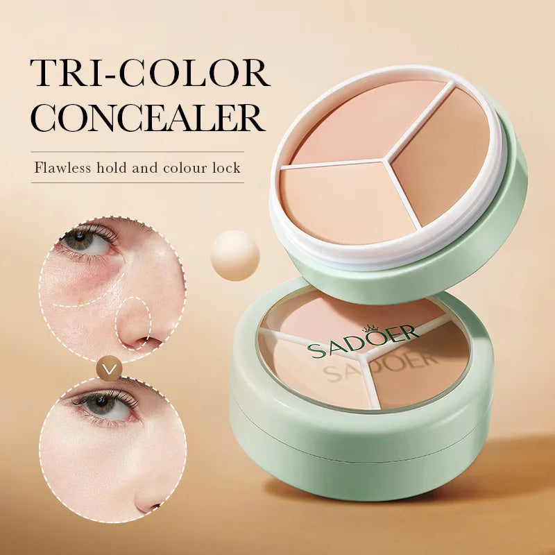 SADOER Tri-Color Contour & Brighten Concealer Cream | Matte Concealer Cream QXL