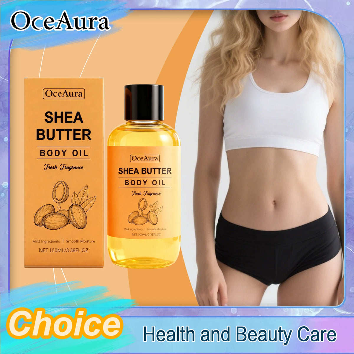 OceAura Shea Butter Body Oil 100ml – All Skin Types Body Massage Oil QXL