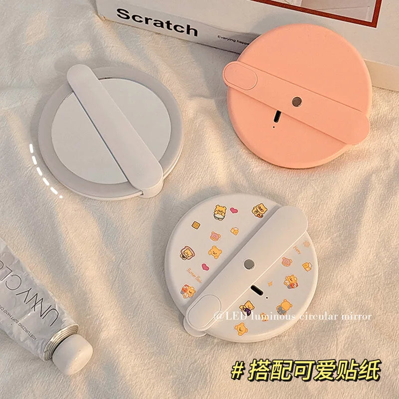 LED Lighted Compact Makeup Mirror | 2X Magnification Foldable Lighted Makeup Mirror QXL
