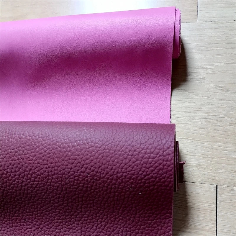 Top-Grain Cowhide Leather Sheet 1–1.2mm | Burgundy & Pink DIY Leather Craft Sheet QXL