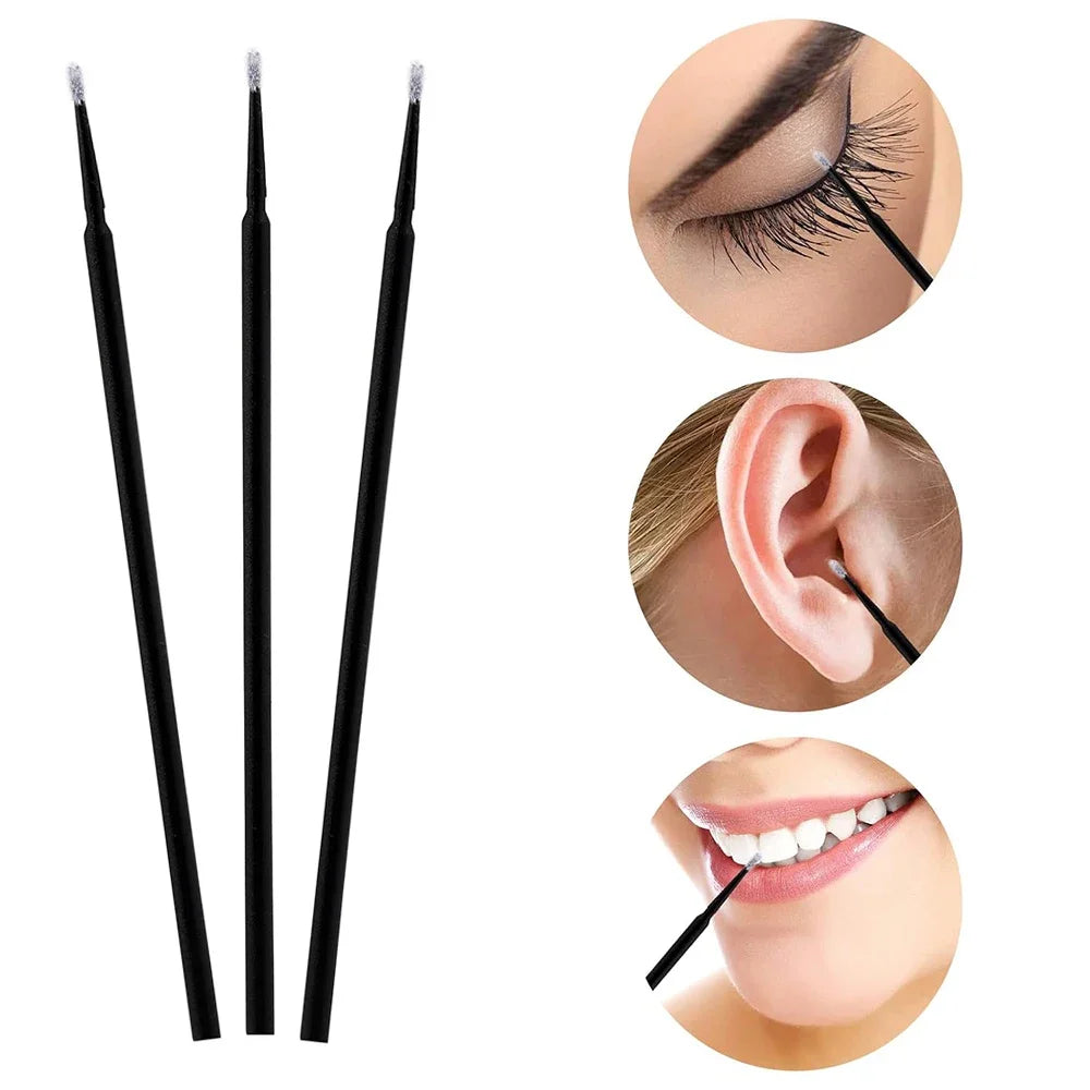 100-Pack Disposable Micro Brushes for Eyelash Extensions Lash Applicator Brushes QXL