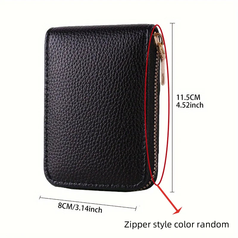 PU Leather Card Holder with Zippered Coin Pocket | Unisex Leather Card Wallet QXL