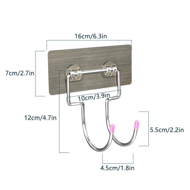 Stainless Steel Wall-Mount Hair Dryer Holder | No-Drill Rack Hair Dryer Holder QXL one size