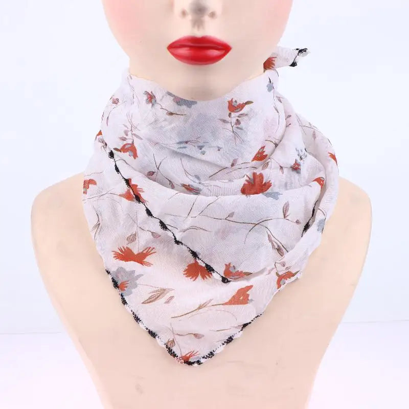Women's Floral Chiffon Sun Scarf Face Mask | Ice Silk Bandana Sun Protection Scarf QXL