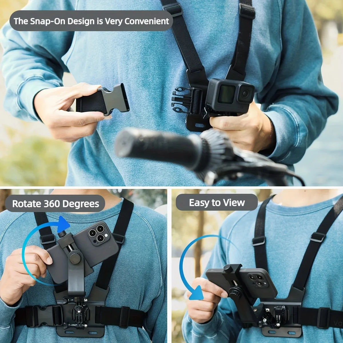 7-in-1 Adjustable Chest Mount for Phone & Action Camera Chest Camera Mount QXL