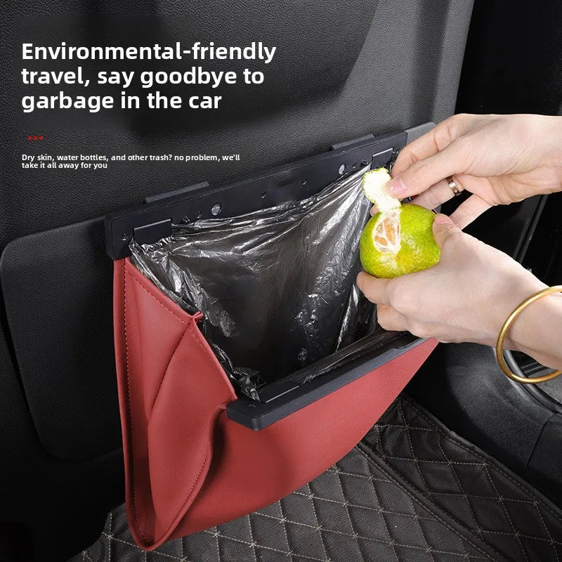 Leather Car Trash Bag | Magnetic Rear Seat Hanging Organizer Car Seat Organizer QXL