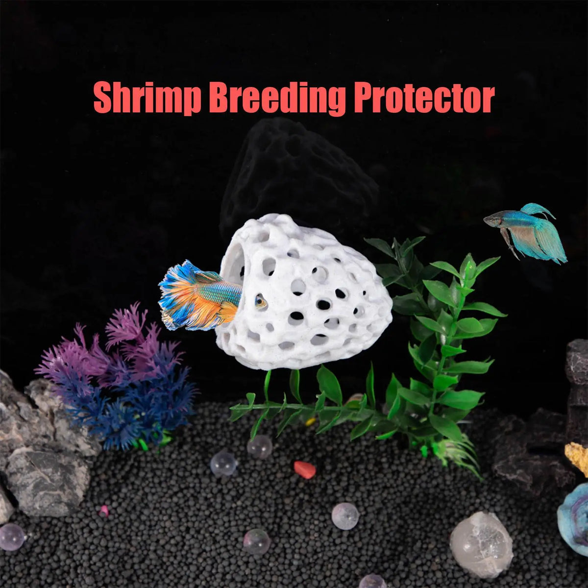 Aquarium Shrimp Hide with Suction Cup | Betta & Guppy Hideout Aquarium Hideout QXL