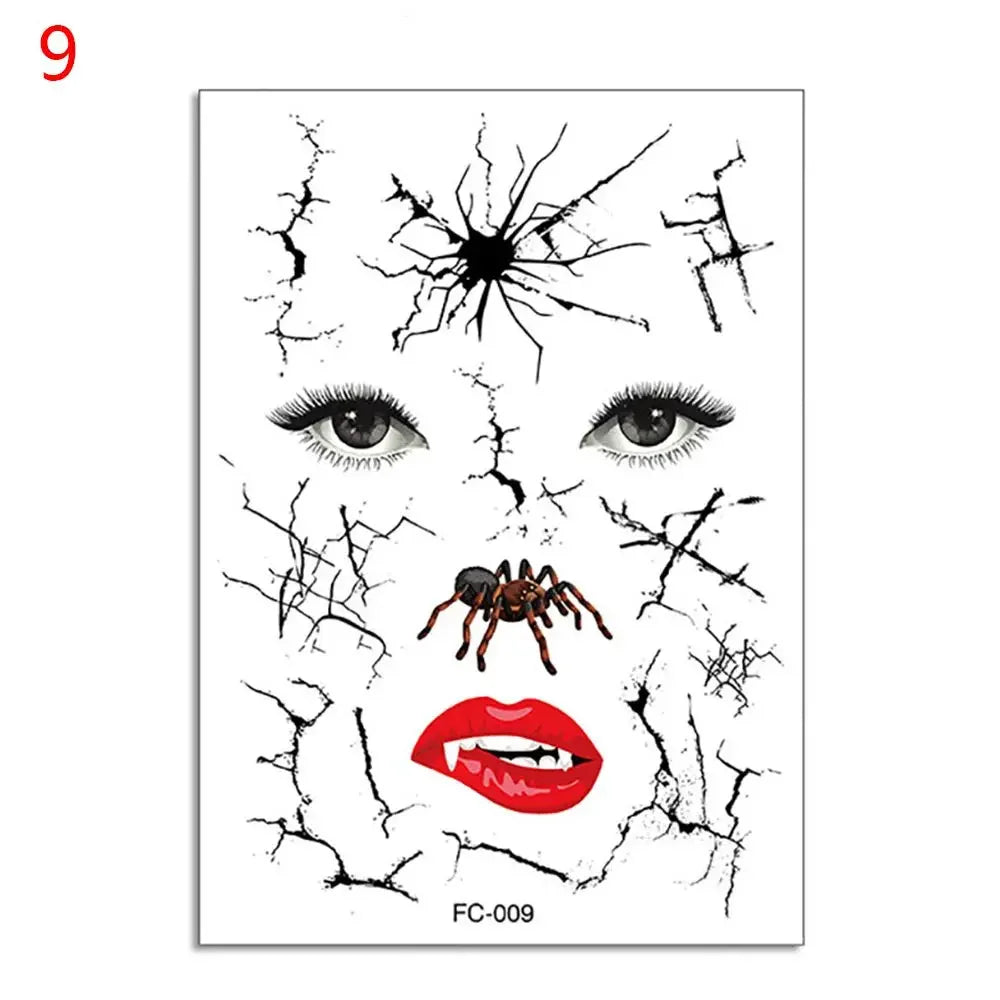 Halloween Skull Temporary Face Tattoo & Crystal Stickers Temporary Face Sticker QXL S09