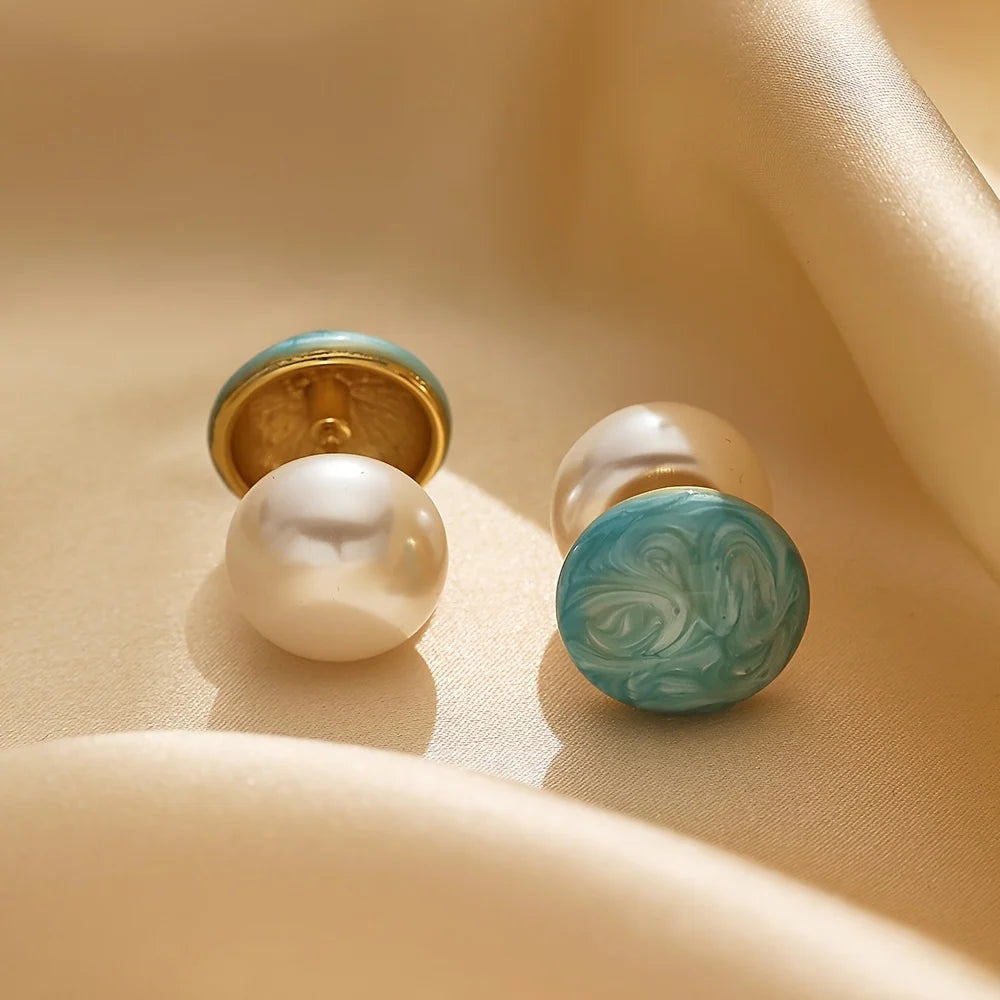 Reversible Resin Swirl Stud Earrings | Oval Water Drop Women Resin Stud Earrings QXL