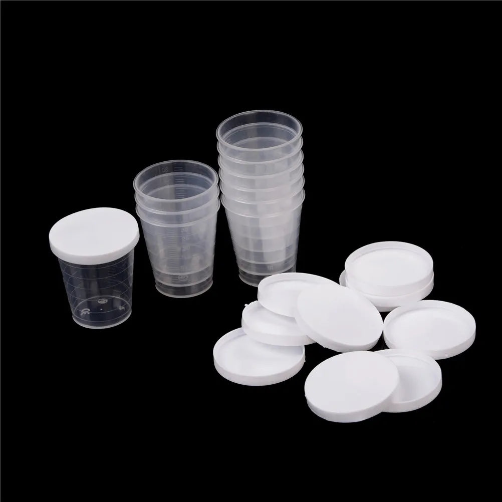 10-Pack 30ml Graduated Plastic Measuring Cups with Caps Measuring Cups QXL