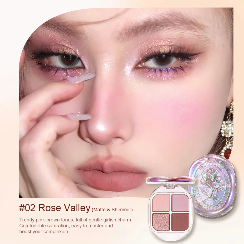 4-Color Fire Eyeshadow Palette | Shimmer Matte Metallic Eyeshadow Palette QXL