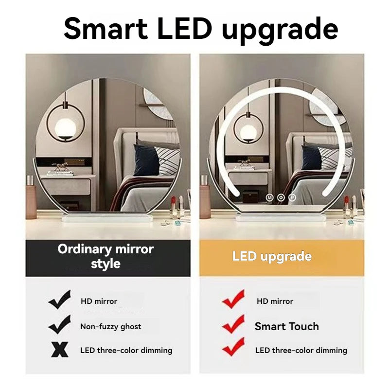 LED Half-Circle Lighted Makeup Mirror | Touch Control Vanity Lighted Vanity Mirror QXL