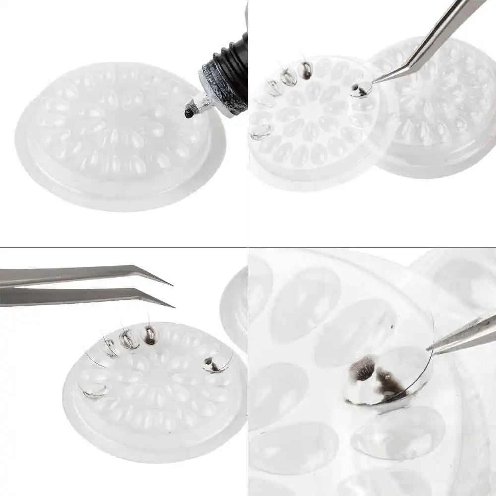 100-Pack Disposable Eyelash Glue Holder Pallets | Flower Shape Lash Extension Supplies QXL