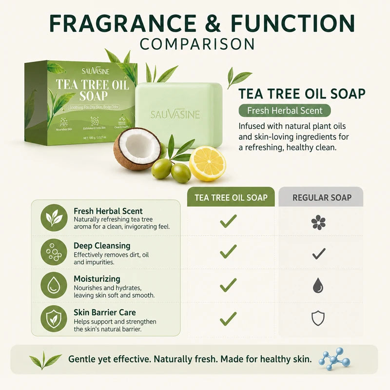 Tea Tree Oil Soap Bar – Deep Cleansing & Moisturizing 100g Cleansing Soap Bar QXL