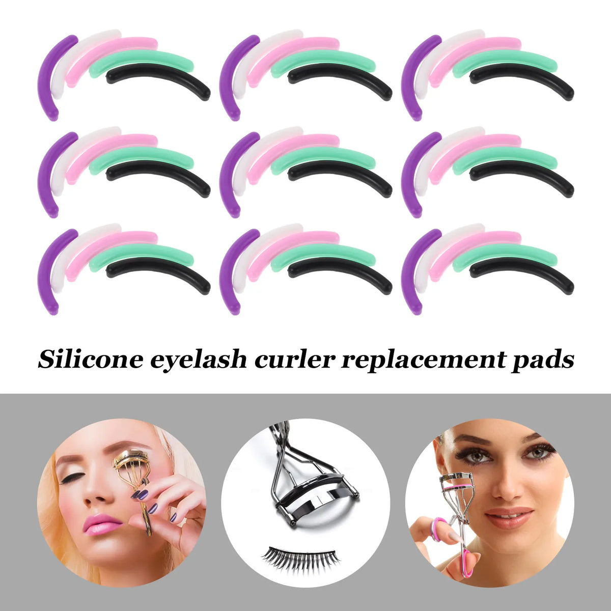 48-Pack Silicone Eyelash Curler Refill Pads | Universal Replacement Eyelash Curler Refills QXL