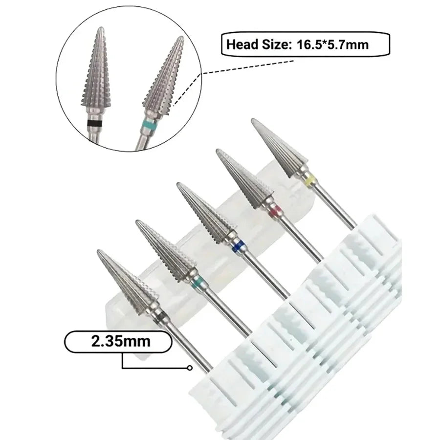 5-in-1 Tungsten Carbide Nail Drill Bit | Gradient Teeth Nail Drill Bit QXL