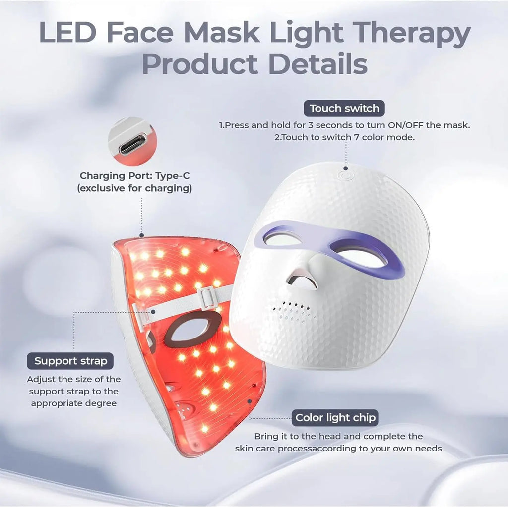 LED Red Light Therapy Face Mask | 3 Modes & 2500mAh Battery LED Therapy Face Mask QXL