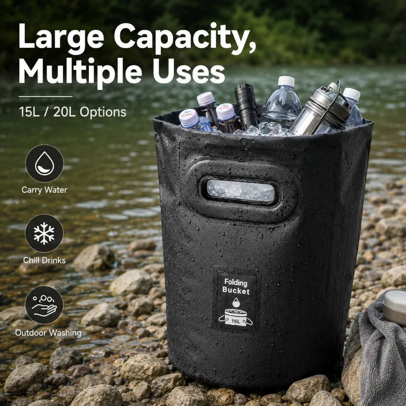 Collapsible Water Bucket 15L/20L | Camping & Outdoor Use Collapsible Water Bucket QXL