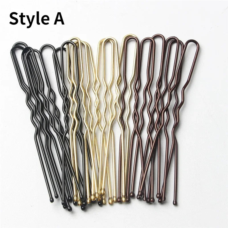50-Pack U-Shaped Wavy Metal Hair Pins | Bobby Pins 5/6/7cm Metal Hair Pins QXL