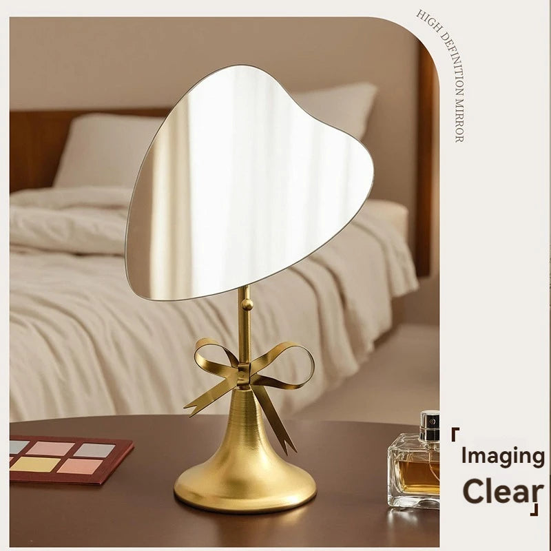 Heart-Shaped Metal Freestanding Makeup Mirror | Vanity Decor Freestanding Makeup Mirror QXL