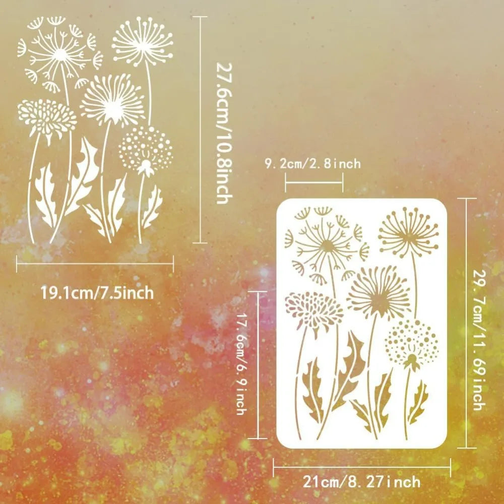 Dandelion Painting Stencil 8.3x11.7" Reusable PET Template Craft Painting Stencil QXL