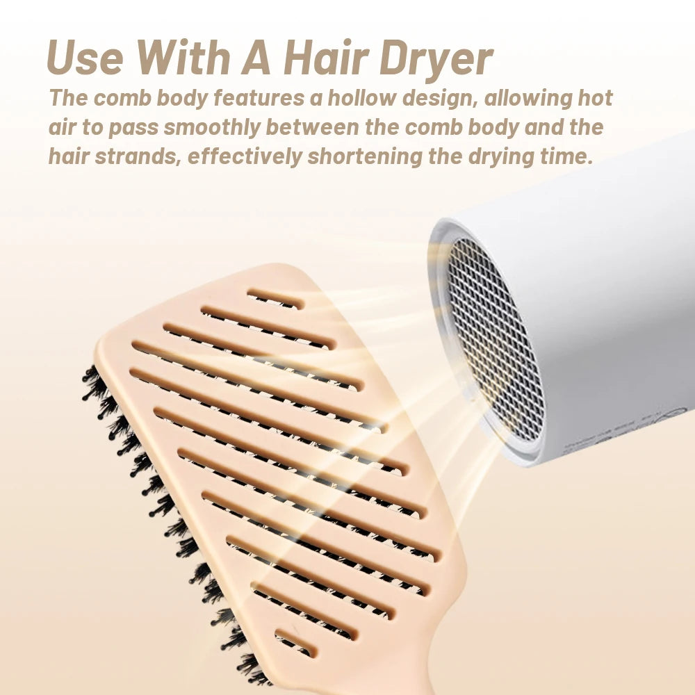 K.H.Lina Hog Bristle Air Cushion Comb | Anti-Static Wet & Dry Hair Comb QXL