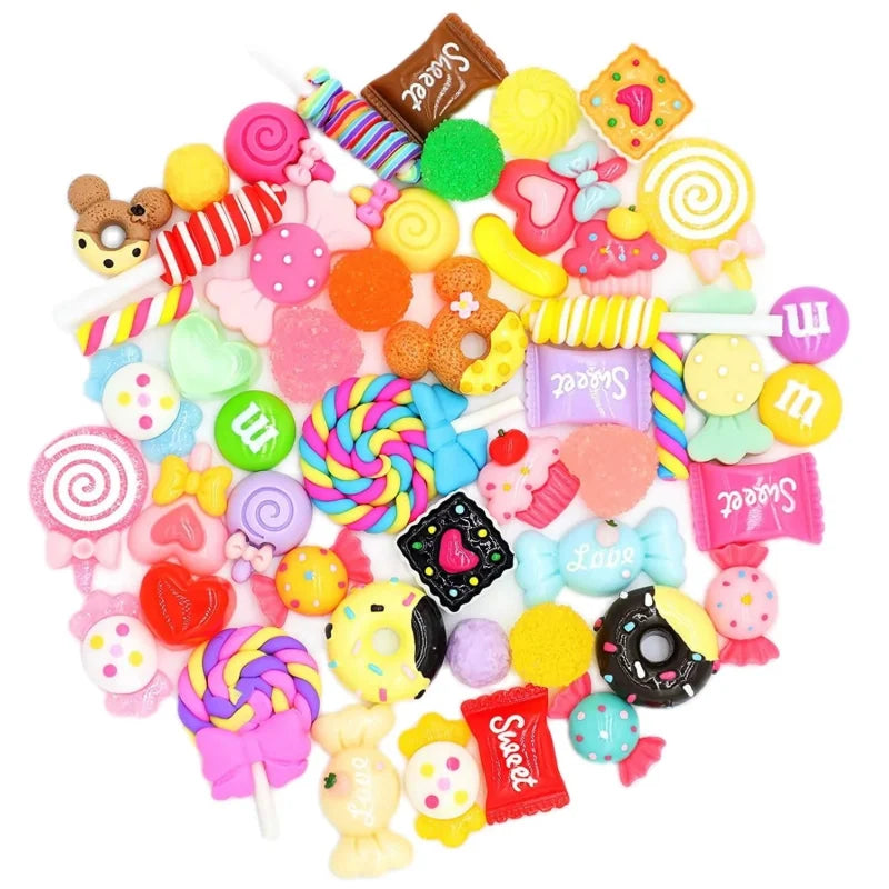 20-Pc Kawaii 3D Resin Nail Charms – Bear, Candy & Flower Nail Art Charms QXL