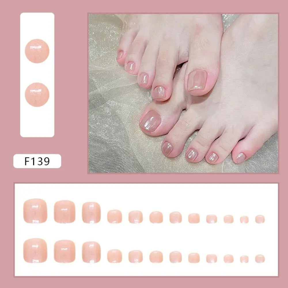 24-Pack Short Square Cat Eye False Toenails | Full Cover Tips False Toenail Tips QXL