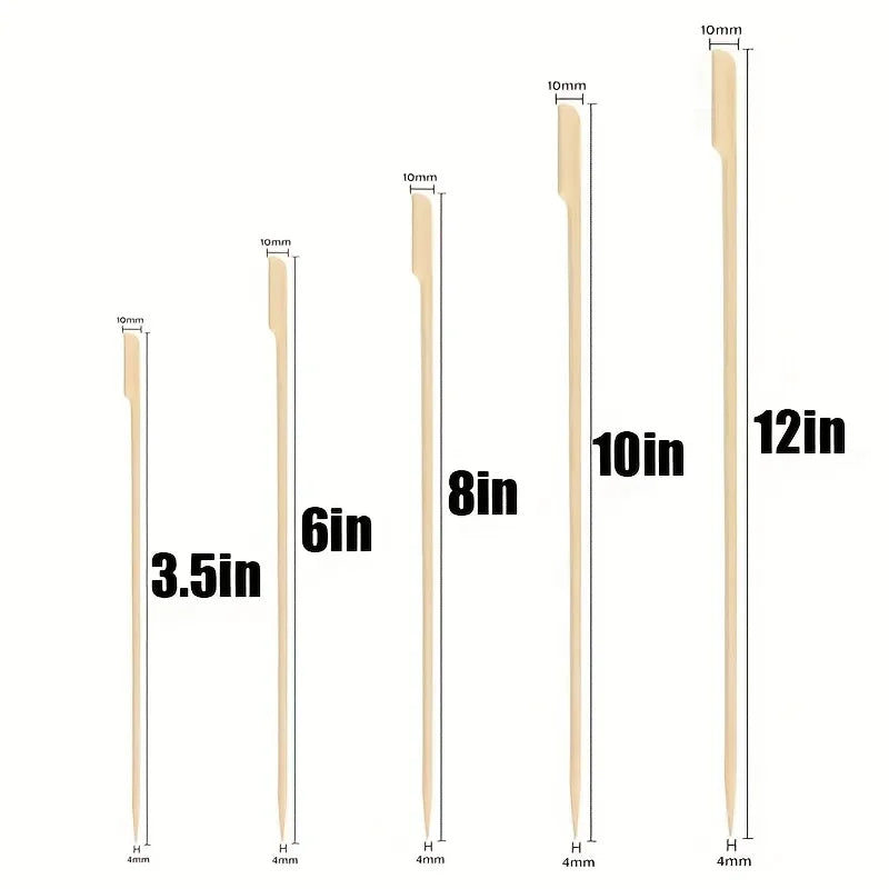 100-Pack Disposable Bamboo Skewers | BBQ, Fruit & Cocktail Bamboo Skewers QXL