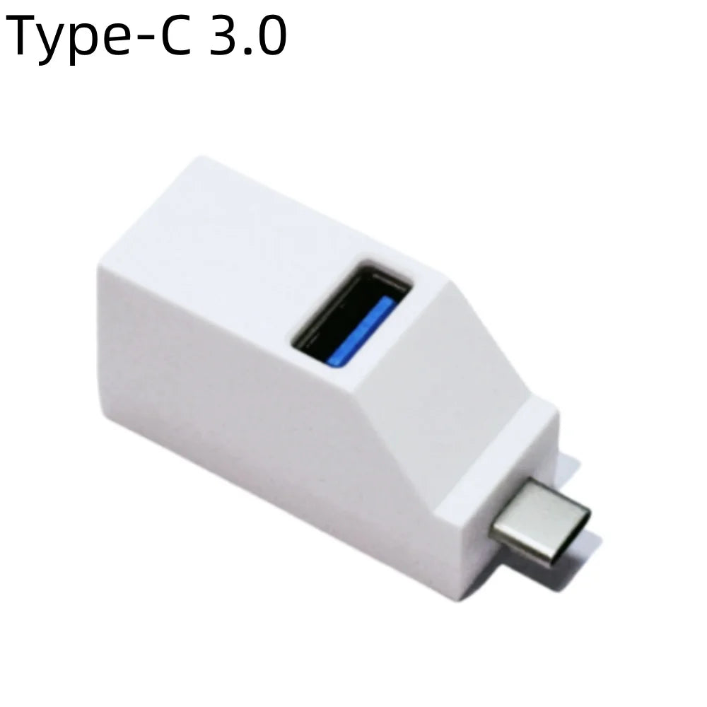 USB 3.0 3-Port Hub Splitter Adapter for PC & Laptop USB Hub QXL Type C 3.0 White