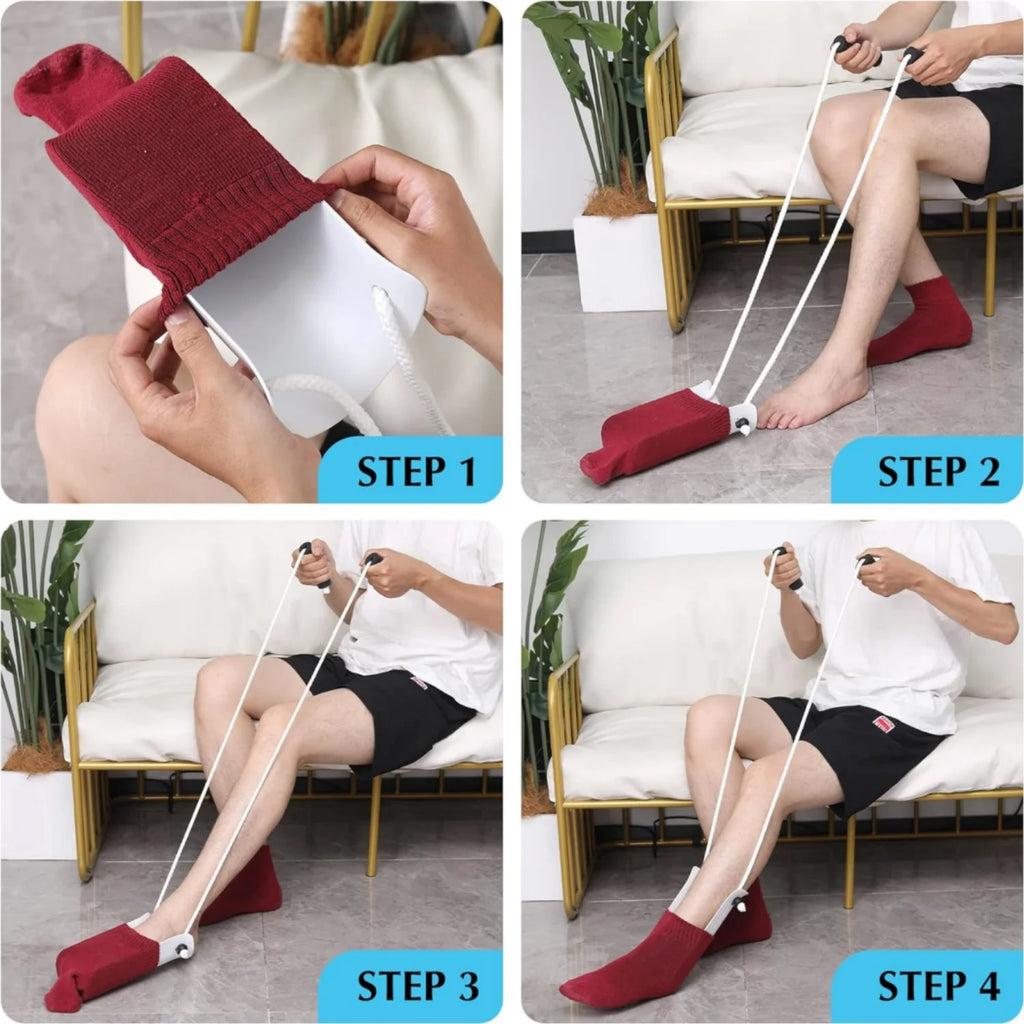 Sock Aid Dressing Helper | Easy-Grip Foam Handles | 1-2 Pack Dressing Aid Tool QXL