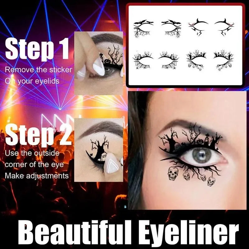 Halloween Eye Makeup Stickers | Waterproof Temporary Tattoos 4/8pc Eye Makeup Stickers QXL