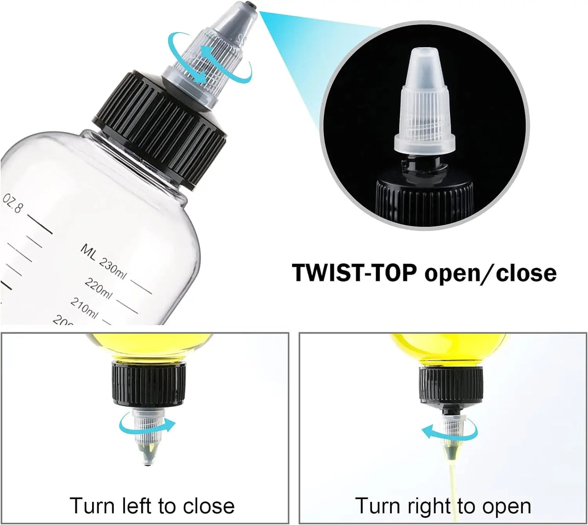 5-Pack Graduated Squeeze Bottles with Twist Cap | 30–250ml Squeeze Dispenser Bottles QXL