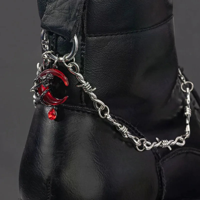 Gothic Punk Double Thorn Detachable Shoe Chain | DIY Decor Shoe Decoration Chain QXL