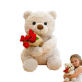Rose Bear Plush Toy with Mini Rose Bouquet | 30cm & 38cm Stuffed Plush Toy QXL Beige 30cm