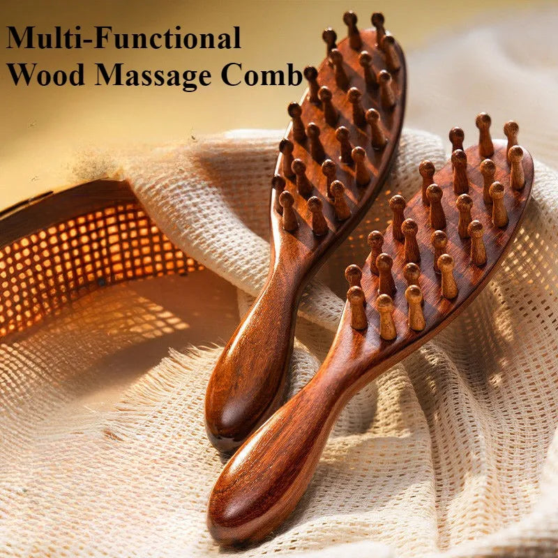 Natural Sandalwood Scalp Massager Comb | Gua Sha Tool Scalp Massage Comb QXL