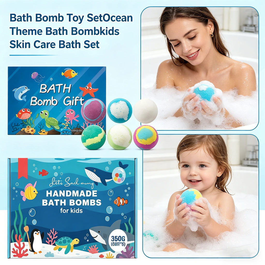 Ocean Theme Kids Bath Bomb Set | Bubble & Moisturizing 300g Kids Bath Bomb Set QXL