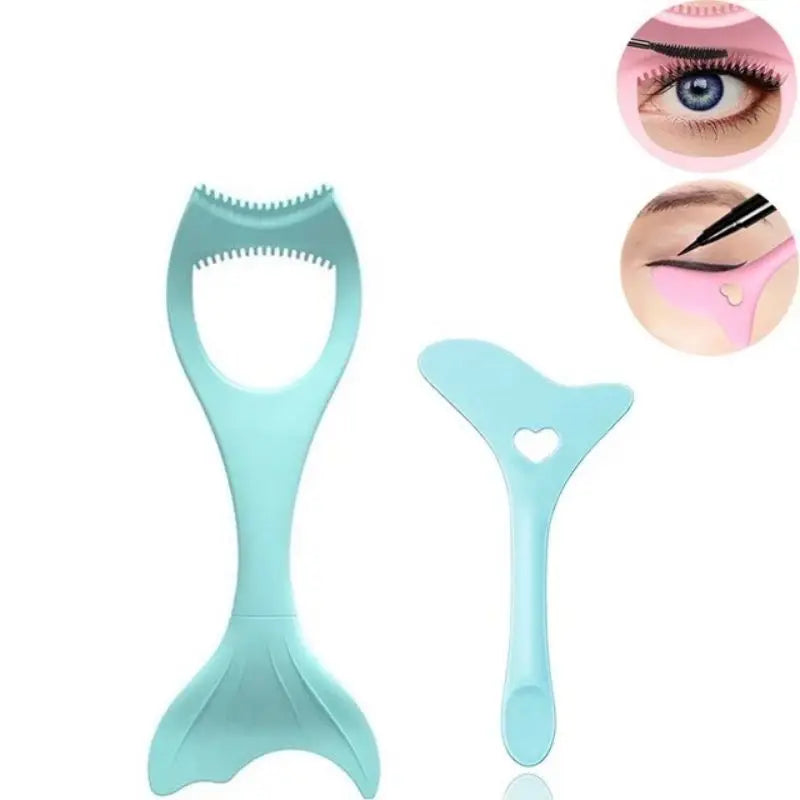 2-Pc Winged Eyeliner Stencil & Mascara Shield | Silicone Set Eyeliner Stencil Set QXL