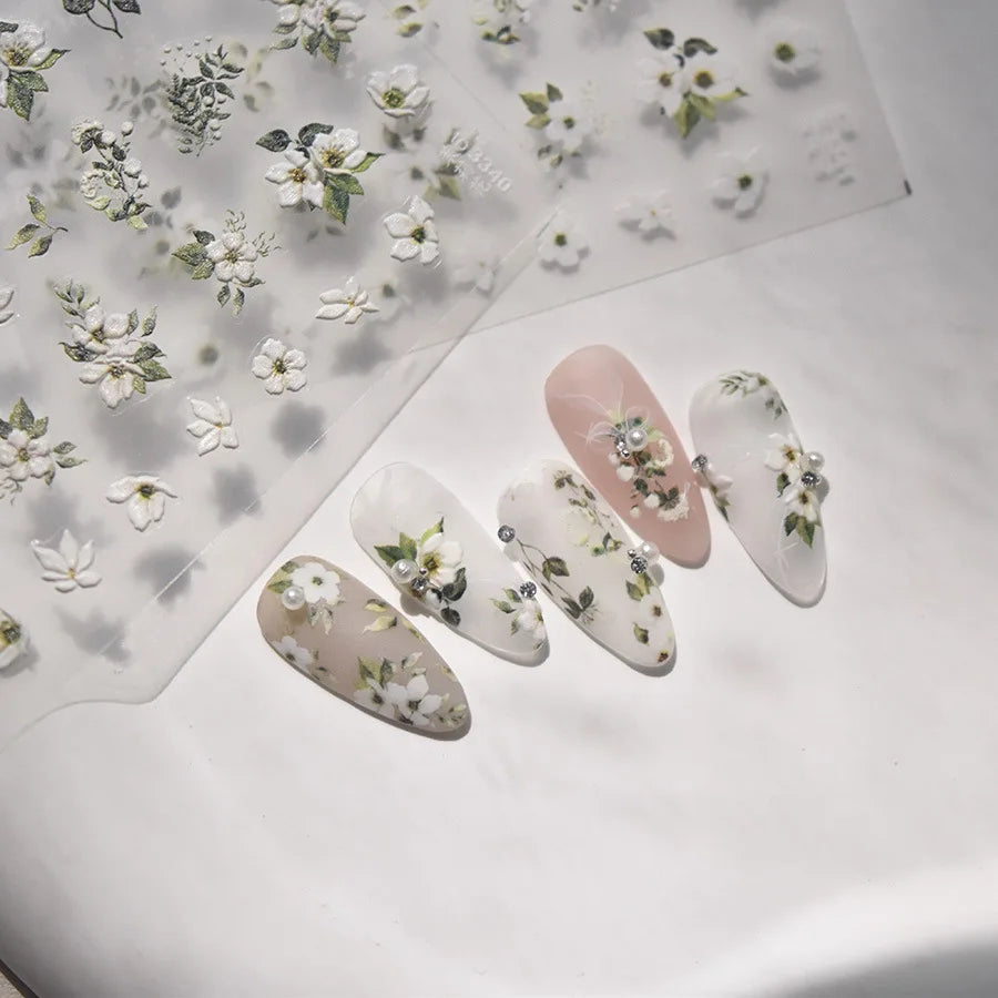 5D Floral Nail Art Stickers – Peony Jasmine Osmanthus Decals Nail Art Stickers QXL