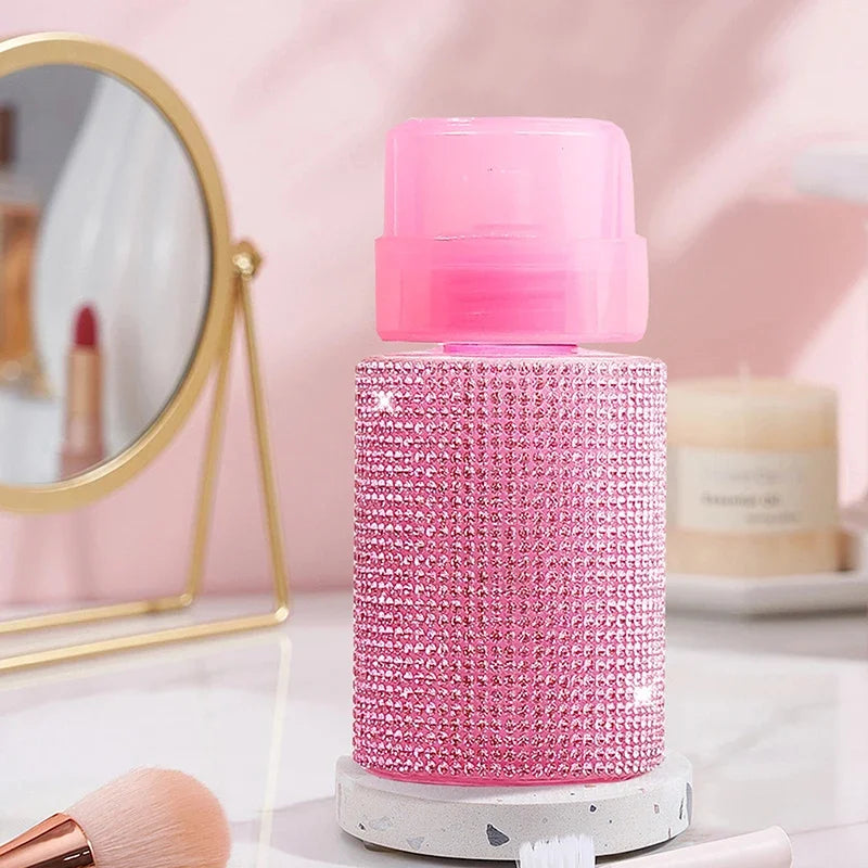 Diamond Refillable Press Pump Bottle | Nail Polish Remover Nail Pump Dispenser QXL