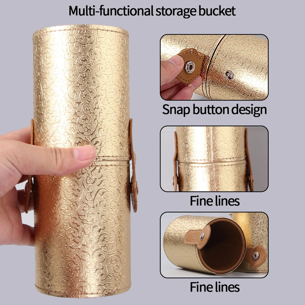 Large-Capacity Gold Makeup Brush Holder & Organizer Bucket Makeup Brush Holder QXL