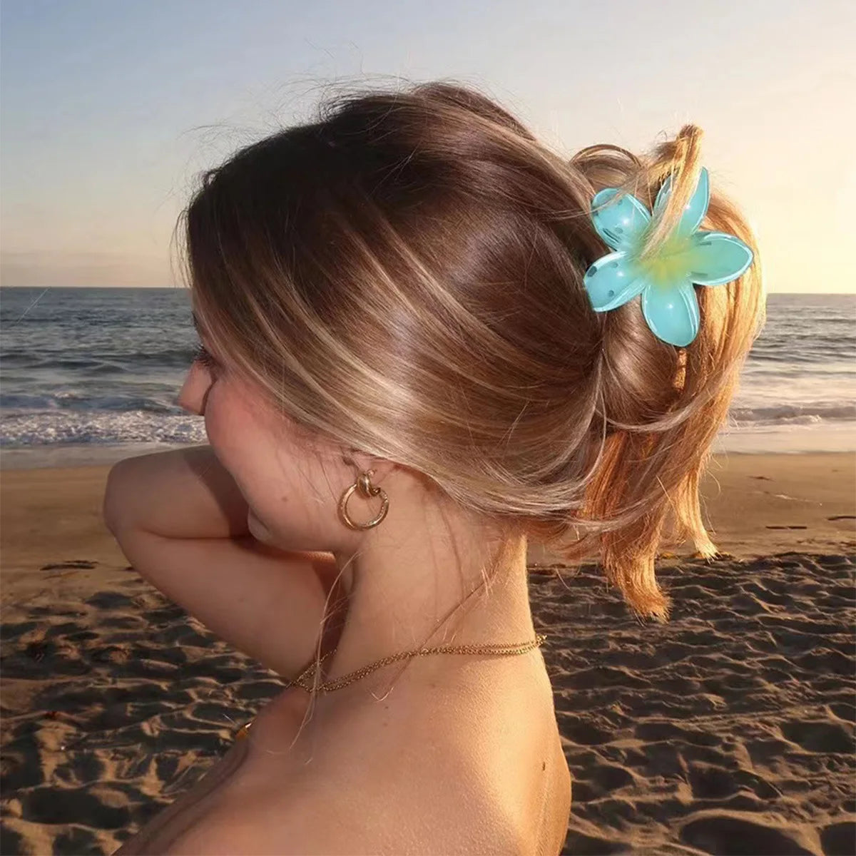 Flower Claw Clip Shark Hair Clip | Gradient Color Hair Claw Clip QXL