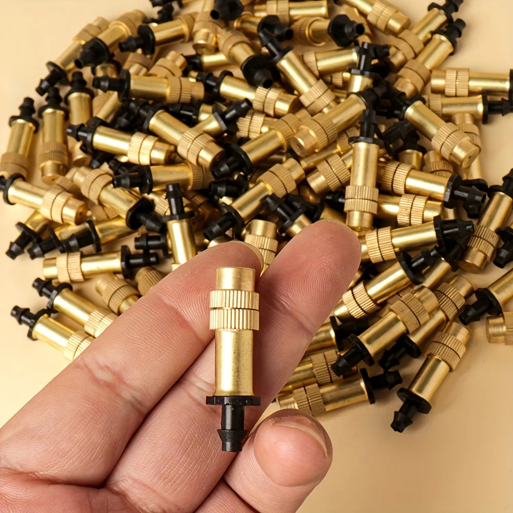 20-Pack Adjustable Brass Atomizing Mist Nozzles for Gardens Irrigation Mist Nozzle QXL