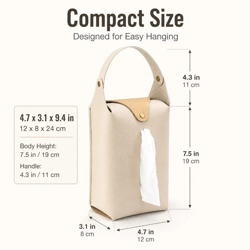 PU Leather Hanging Tissue Holder | Car, Bathroom & Office Car Tissue Holder QXL