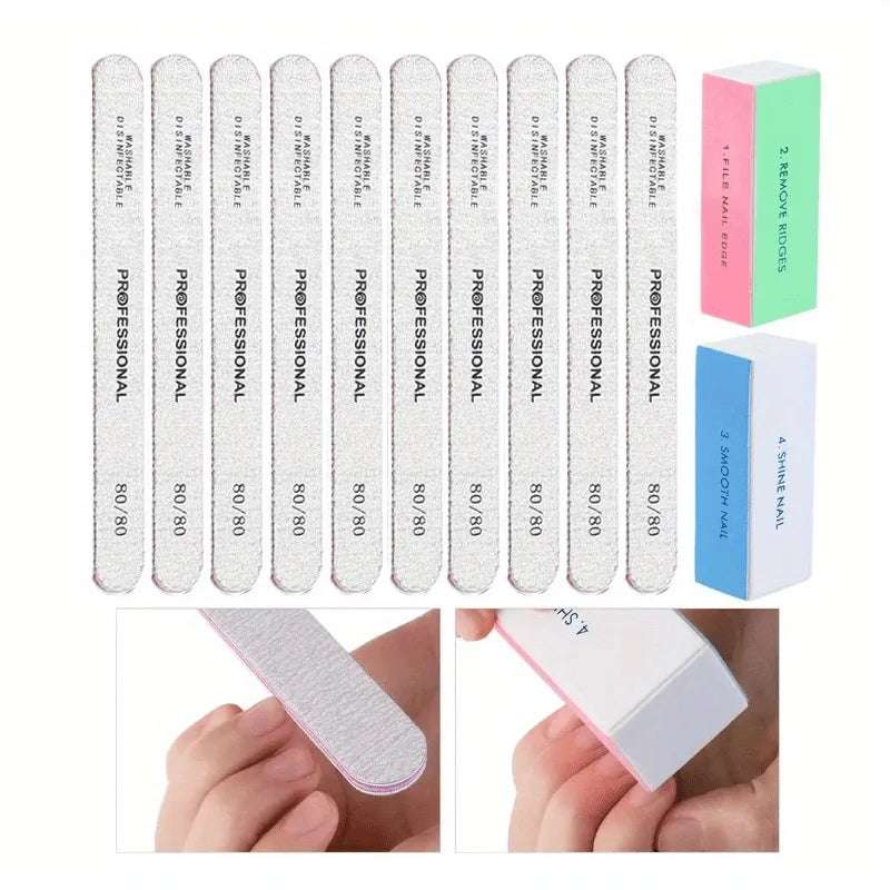 12-Pack Washable Nail Buffer Blocks & Shine Files | Manicure Nail Buffer Block Set QXL