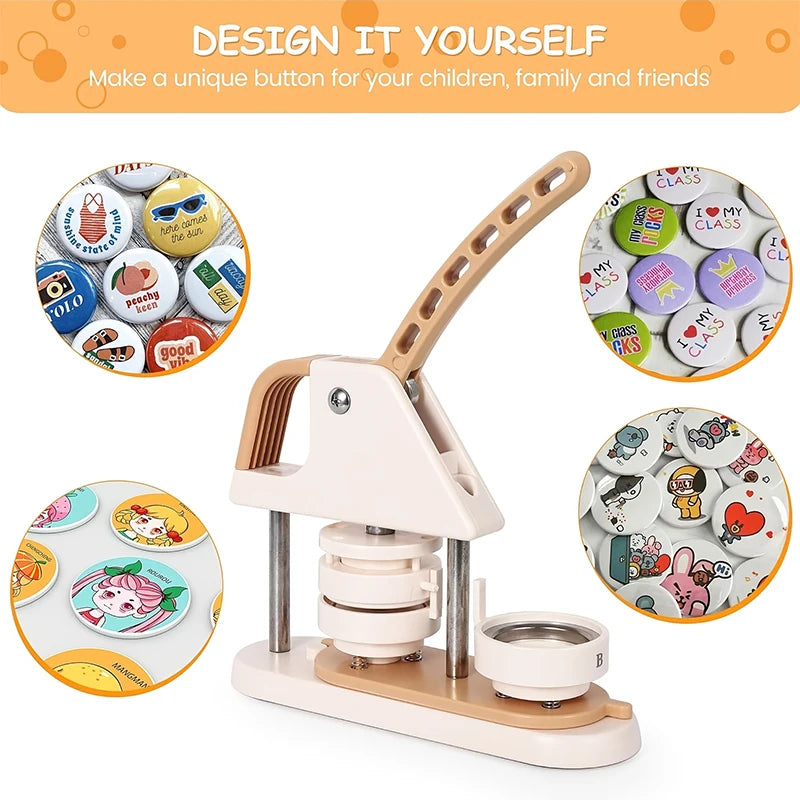 25mm 32mm 58mm Badge Press DIY Pin Making Kit + 100 Parts Badge Press Kit QXL