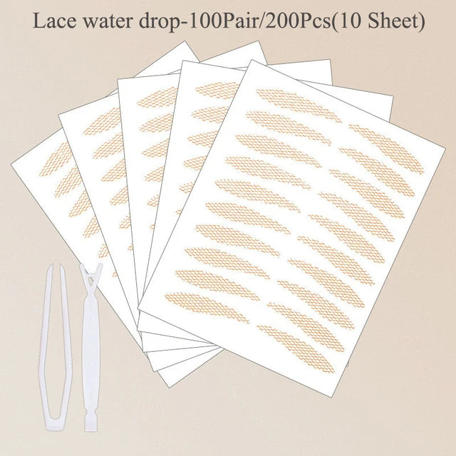 Invisible Double Eyelid Tape – Slim & Wide Waterproof Fiber Set Eyelid Shaping Tape QXL Lace-Waterdrop-200pc