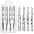 vvocci 4-Piece Professional Eyebrow Tweezer Set | Men & Women Eyebrow Tweezer Set QXL Silvery water drop