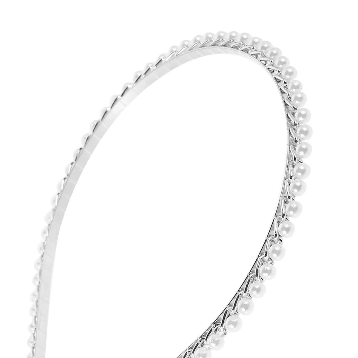 Silver Pearl Bridal Headband | Metal Hoop Wedding Hair Accessory Bridal Hair Headband QXL