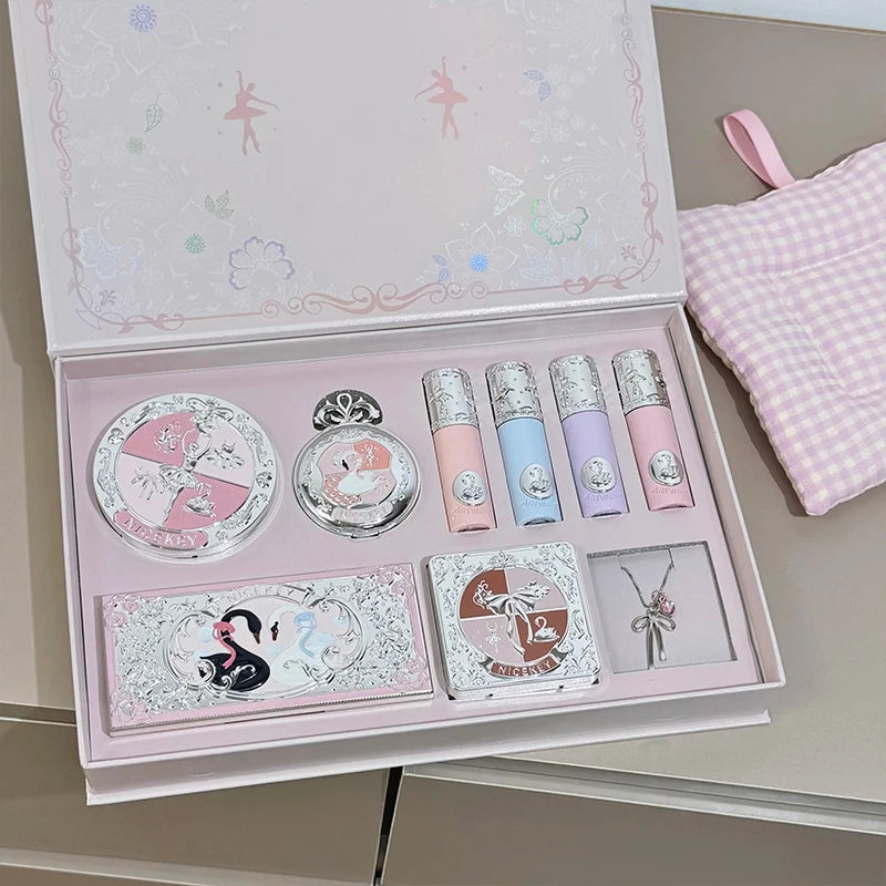 NICEKEY 9-Piece Makeup Kit – Lip Gloss, Eyeshadow & Necklace Makeup Gift Set QXL Makeup Set